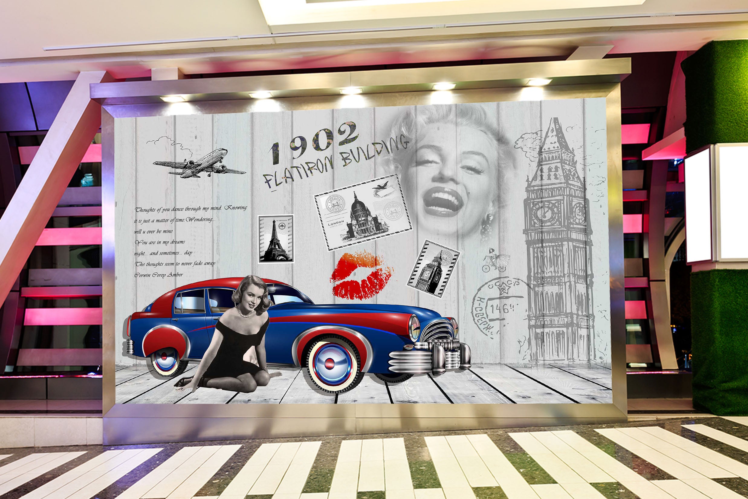 3D Building Retro Style 142 Wall Murals
