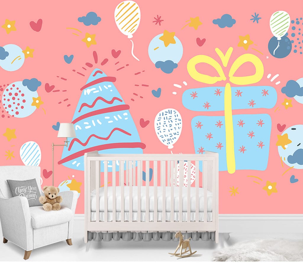 3D Blue Gift Box WC007 Wall Murals Wallpaper AJ Wallpaper 2 