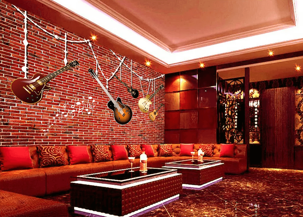 3D Red Brick Guitar Decoration 297 Wallpaper AJ Wallpaper 2 