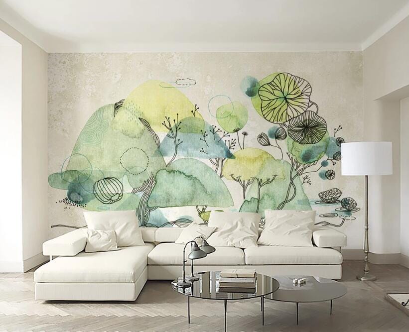 3D Lotus Leaf WC094 Wall Murals Wallpaper AJ Wallpaper 2 