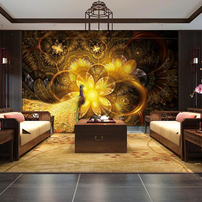 3D Golden Flowers 44 Wall Murals Wallpaper AJ Wallpaper 2 