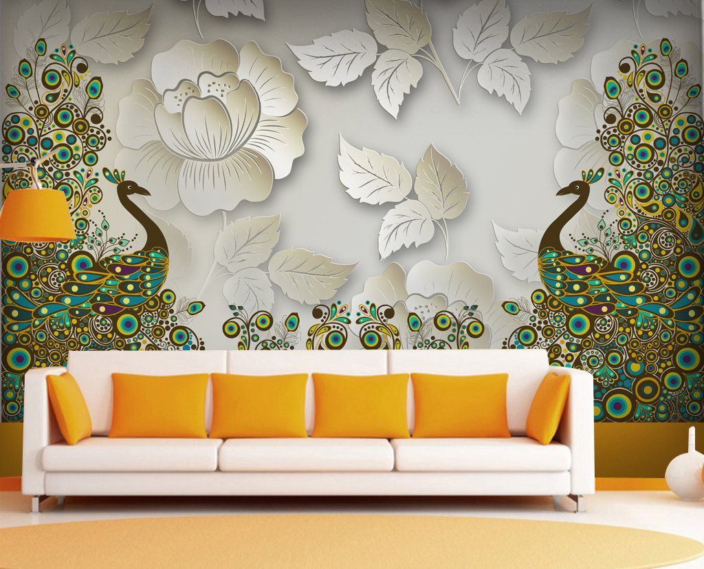 3D Peacock Flower 105 Wall Murals Wallpaper AJ Wallpaper 2 
