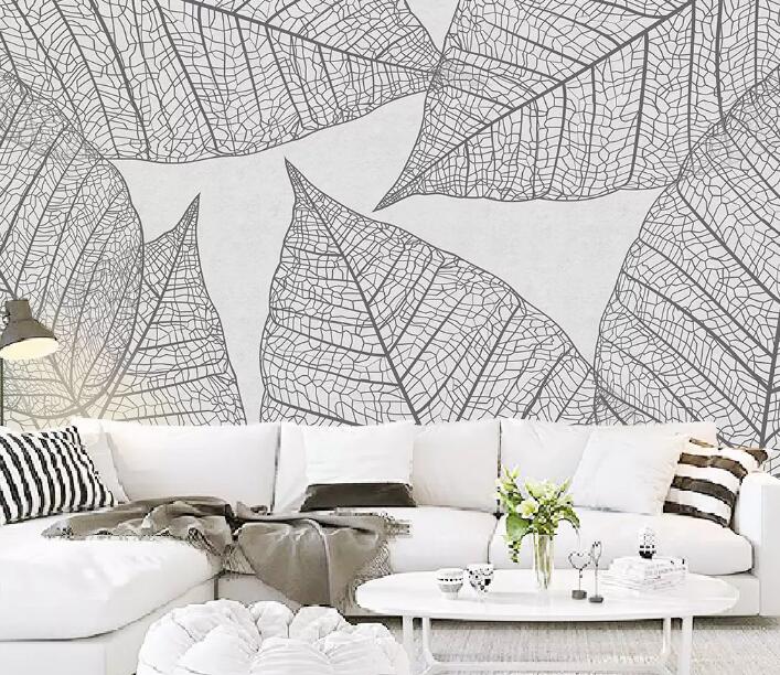 3D Gray Leaves 1112 Wall Murals Wallpaper AJ Wallpaper 2 