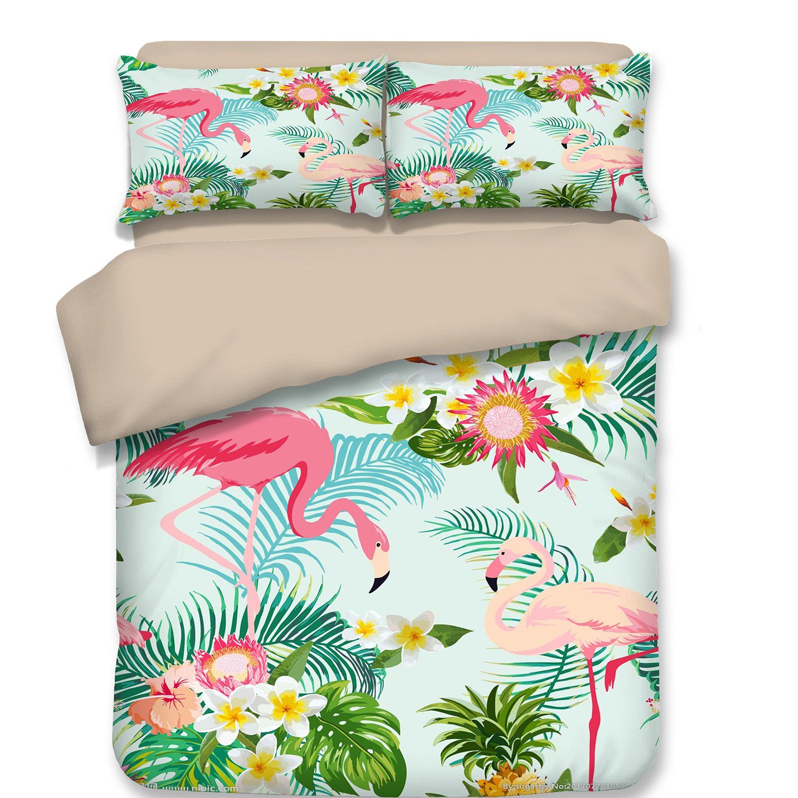 3D Flamingo Foraging 98 Bed Pillowcases Quilt Wallpaper AJ Wallpaper 