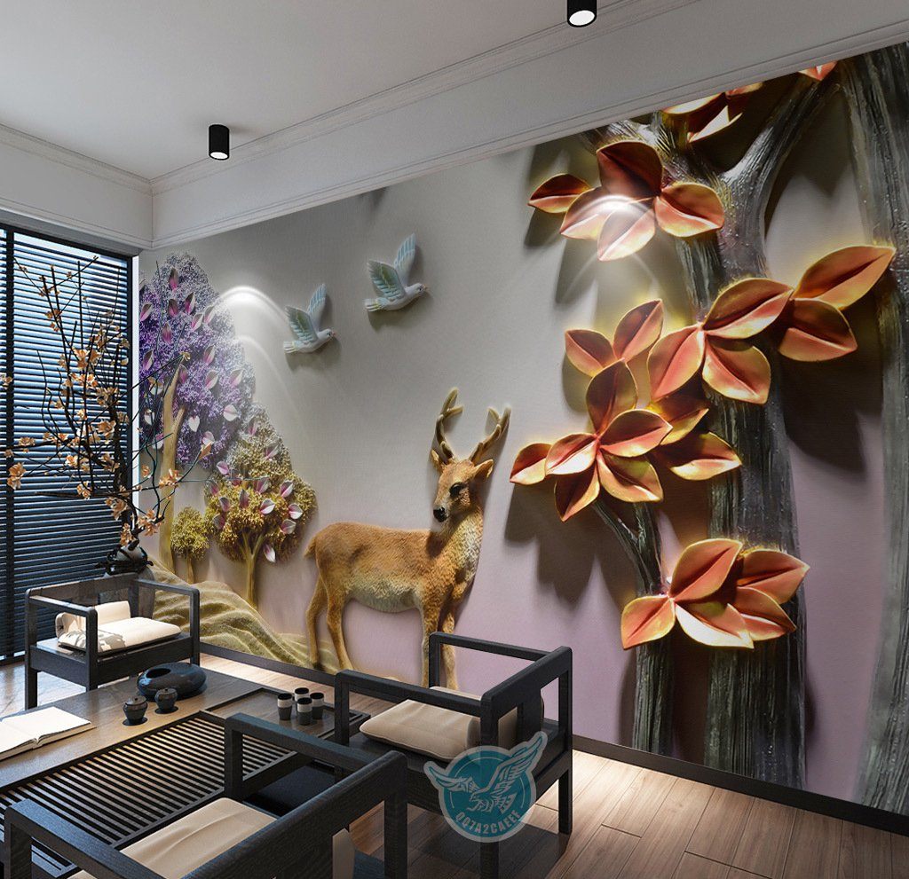 3D Flying Bird Deer 59 Wall Murals Wallpaper AJ Wallpaper 2 