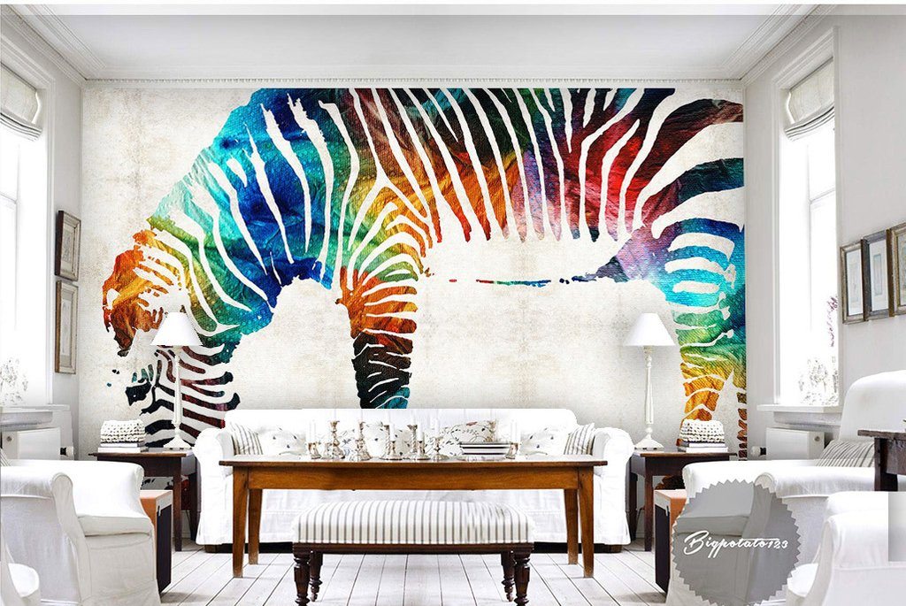3D Color Zebra 568 Wall Murals Wallpaper AJ Wallpaper 2 