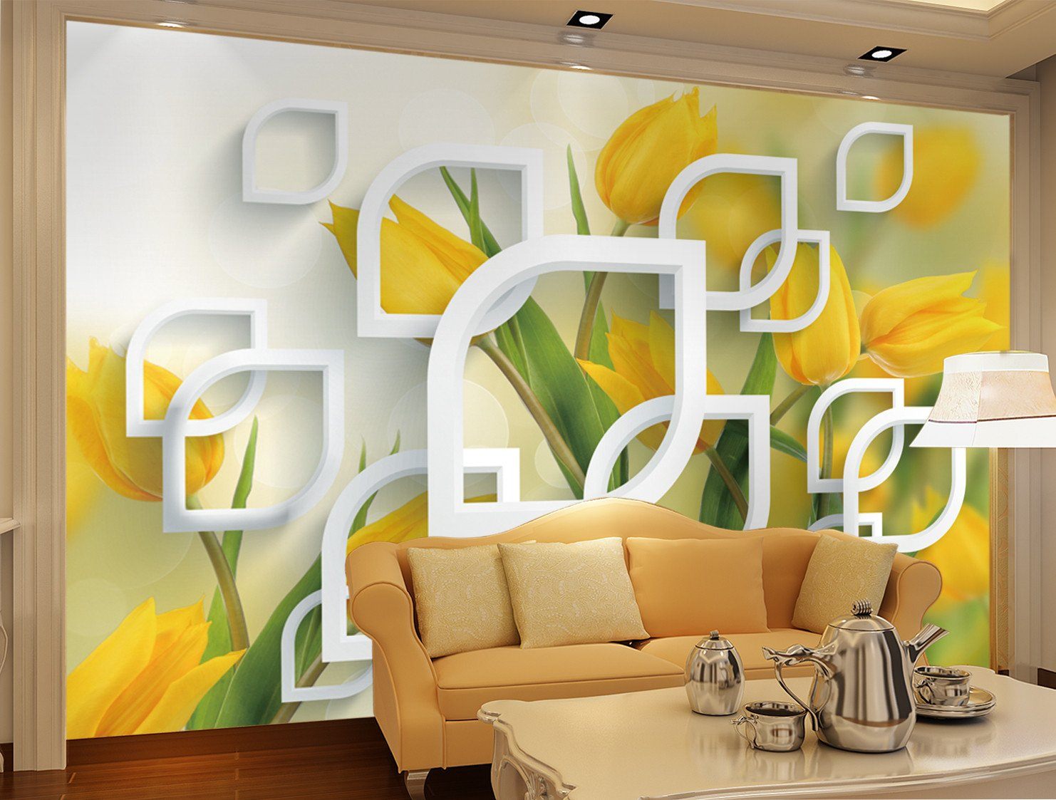 3D Yellow Tulips 989 Wallpaper AJ Wallpaper 