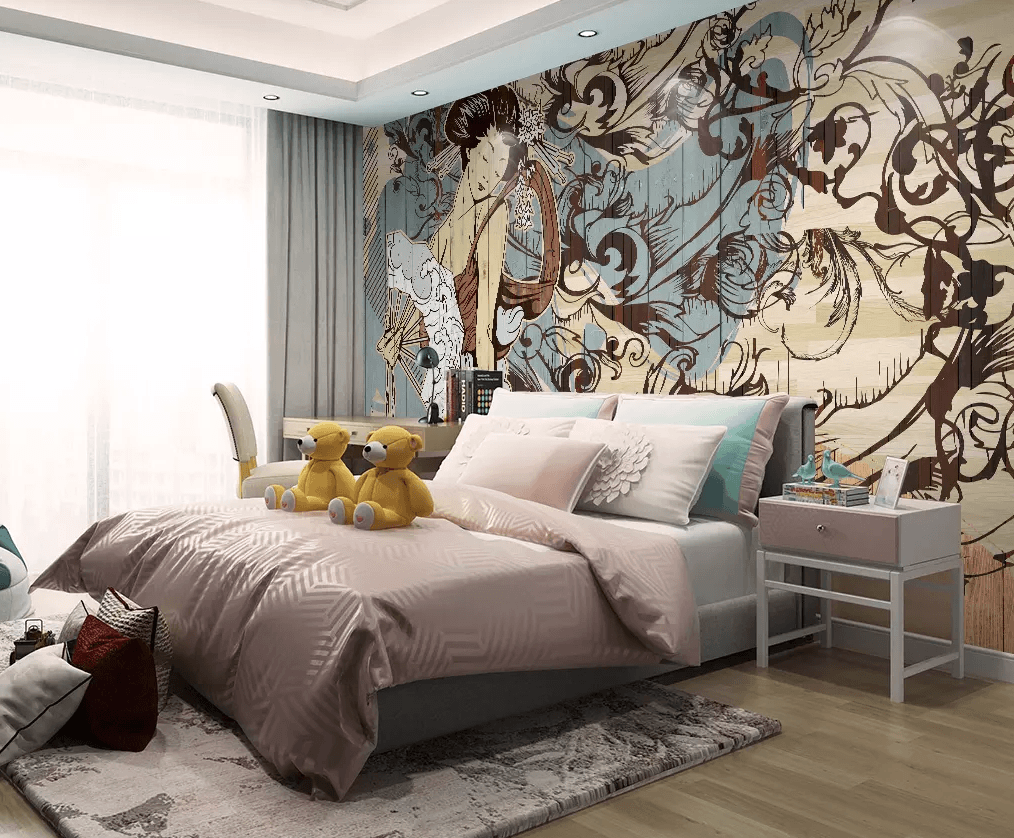 3D Painting Woman Fan 334 Wallpaper AJ Wallpaper 2 