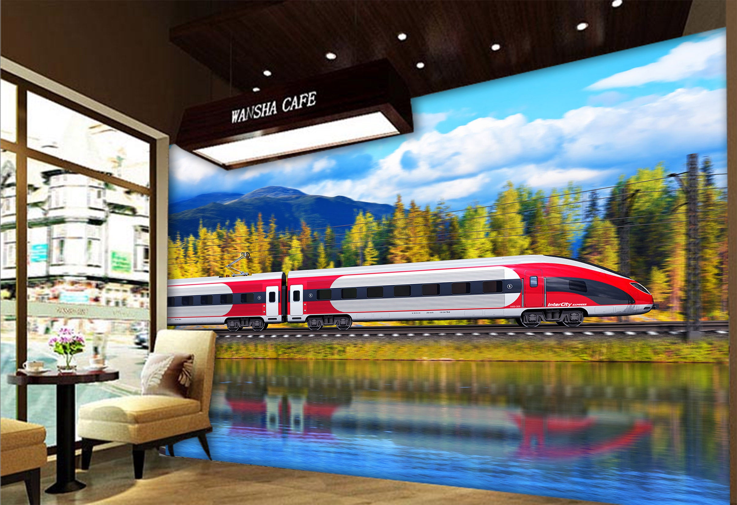 3D Flower Train 168 Vehicle Wall Murals
