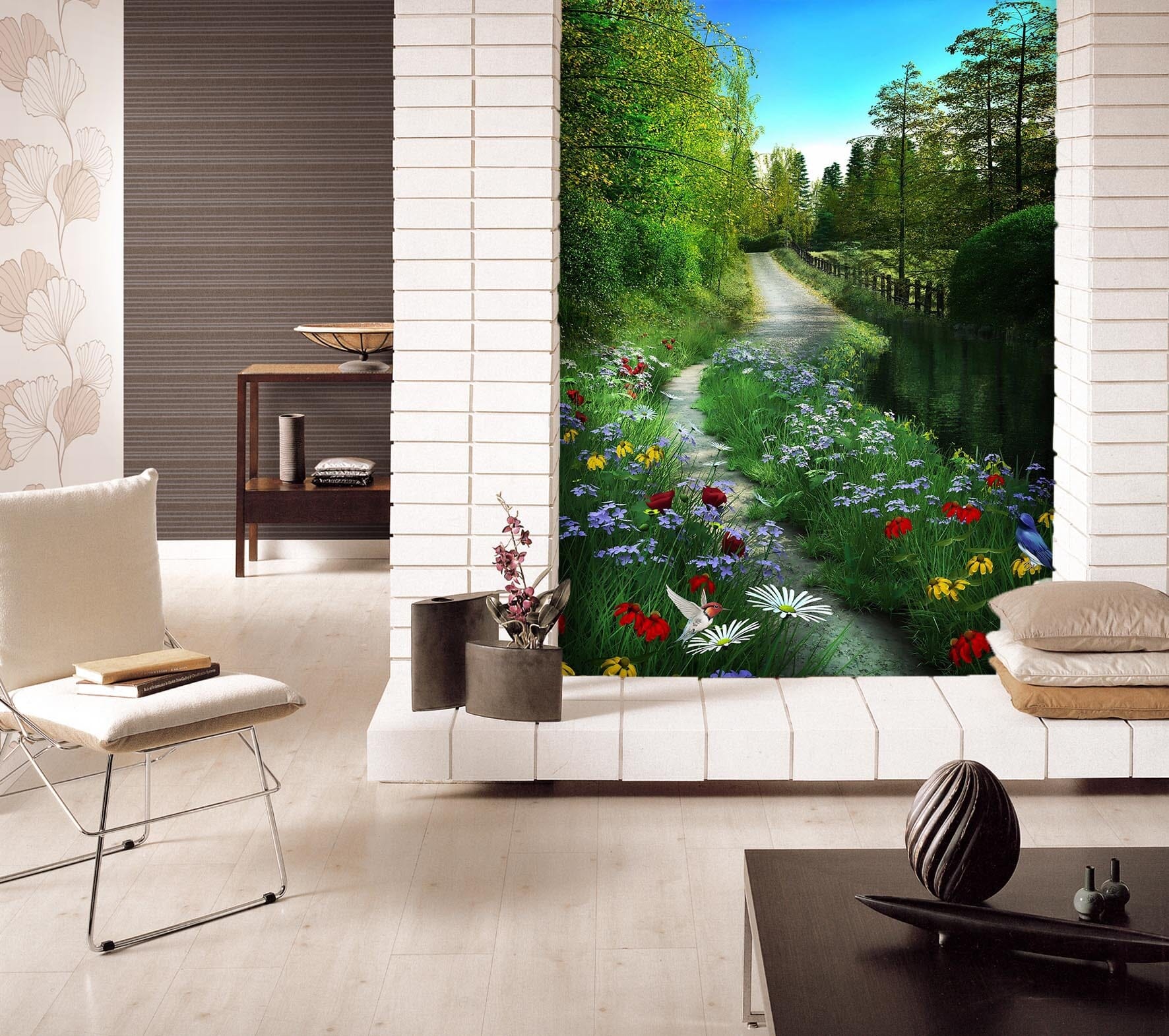 3D Road Flower Woods 077 Wall Murals Wallpaper AJ Wallpaper 2 