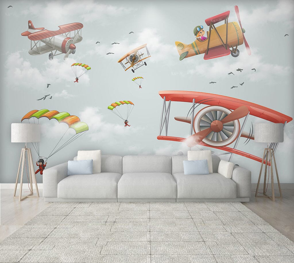 3D Cute Airplane WC075 Wall Murals Wallpaper AJ Wallpaper 2 