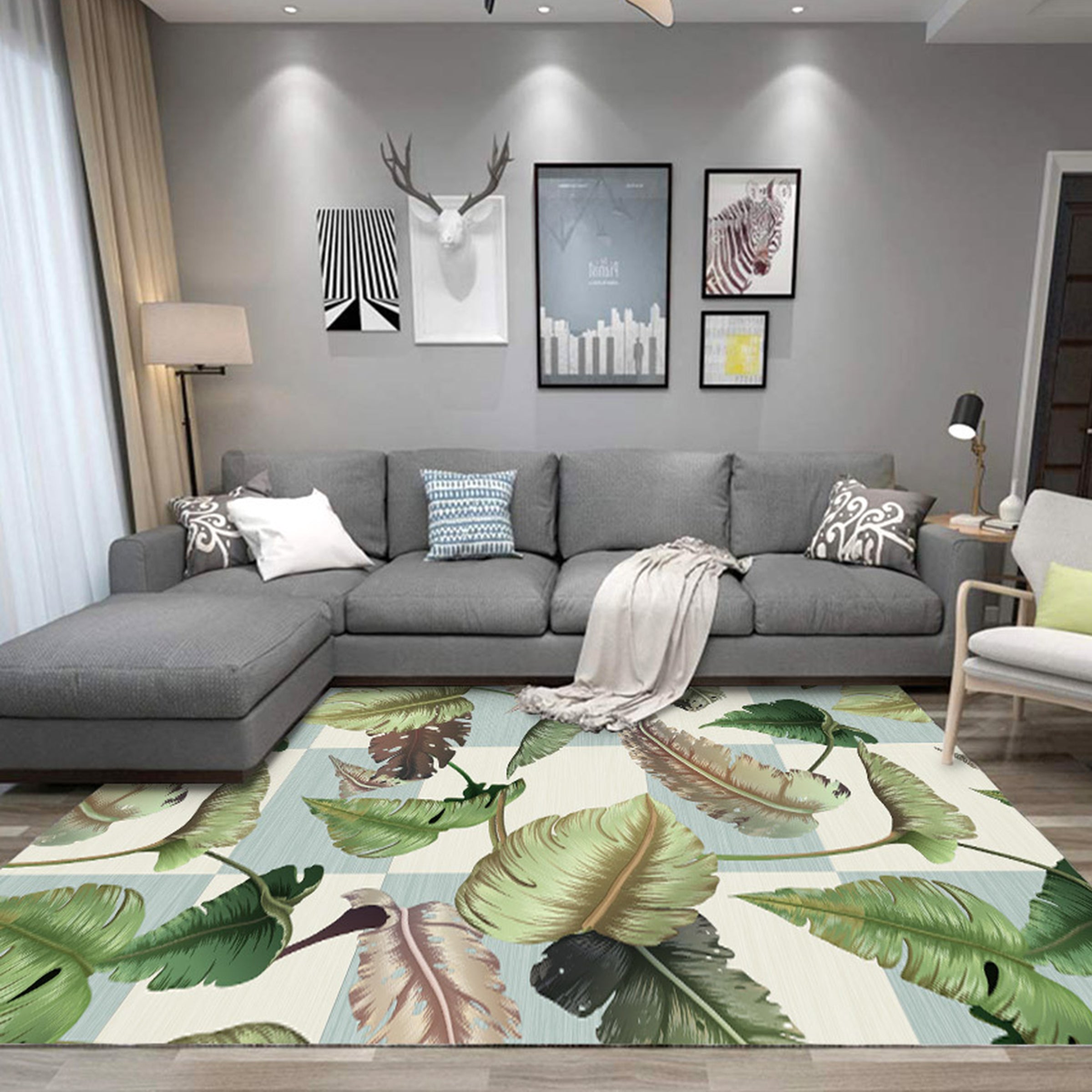 3D Green Leaf WG311 Non Slip Rug Mat Mat AJ Creativity Home 