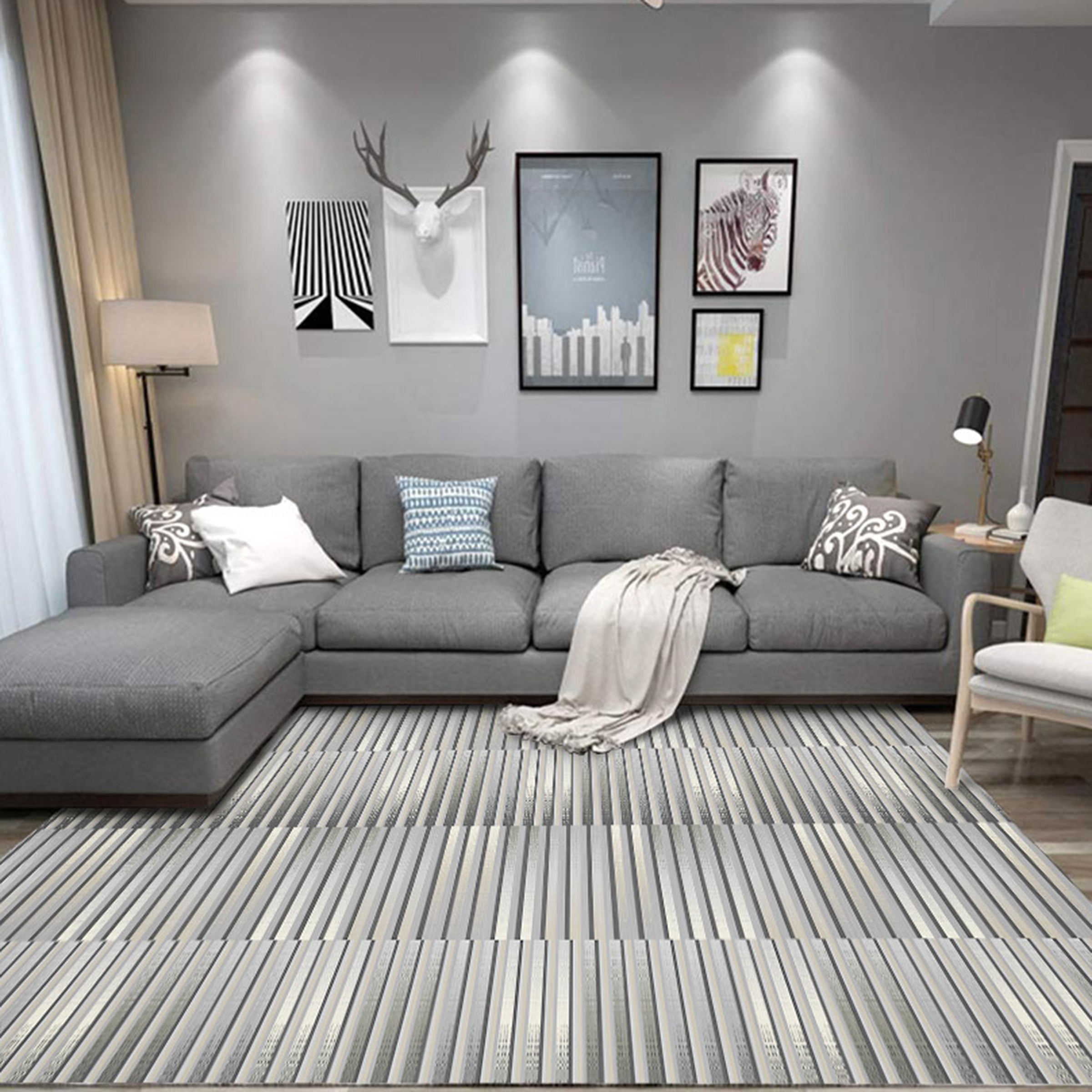 3D Gray Lines WG304 Non Slip Rug Mat Mat AJ Creativity Home 