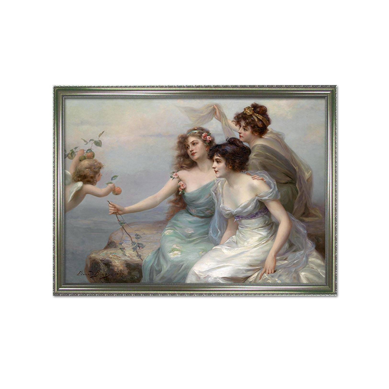 3D Beauties And Angel 1 Fake Framed Print Painting Wallpaper AJ Creativity Home 