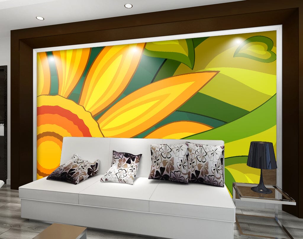 3D Yellow Flower WC043 Wall Murals Wallpaper AJ Wallpaper 2 