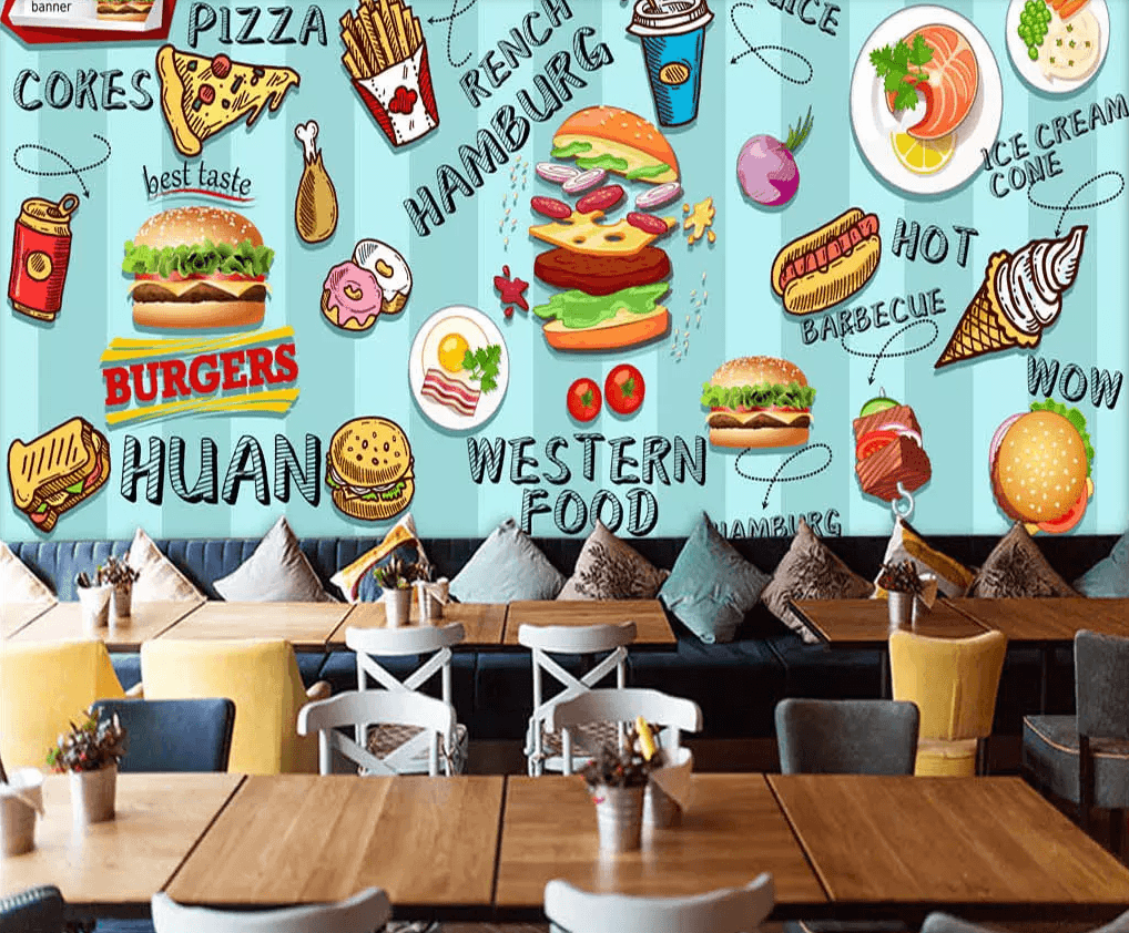 3D Hamburger Pizza Cola 214 Wallpaper AJ Wallpaper 2 