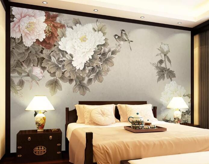3D Flower Bird 1529 Wall Murals Wallpaper AJ Wallpaper 2 