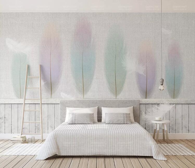 3D Colored Feathers WC130 Wall Murals