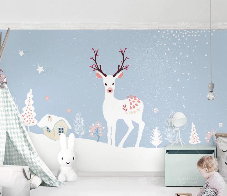 3D Heavy Snow Fawn WC128 Wall Murals
