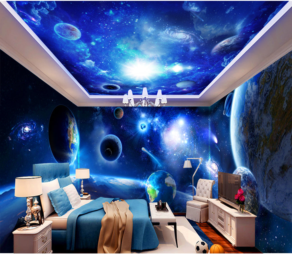 3D Blue Starry Sky WC083 Wall Murals