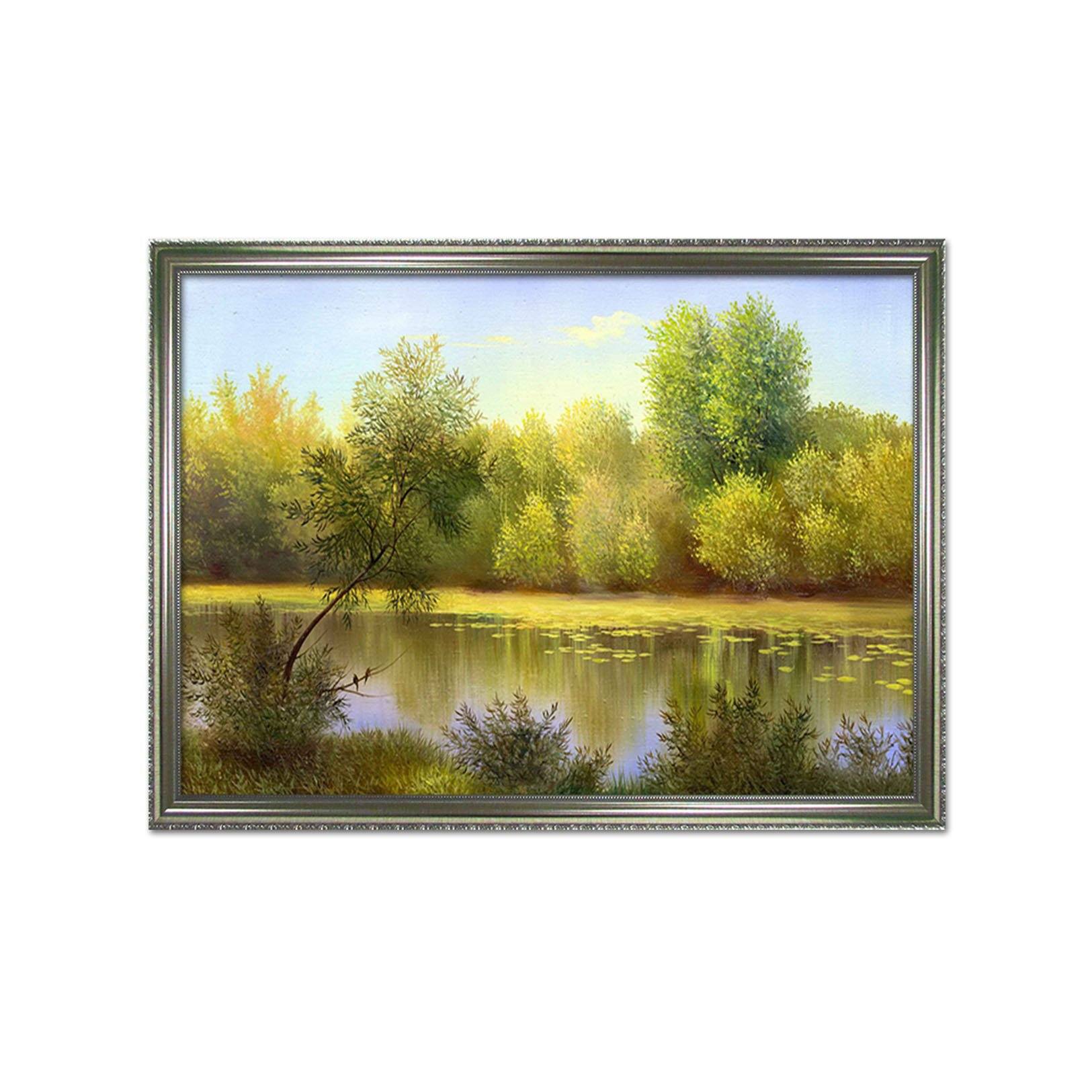 3D Riverside Tree 175 Fake Framed Print Painting Wallpaper AJ Creativity Home 