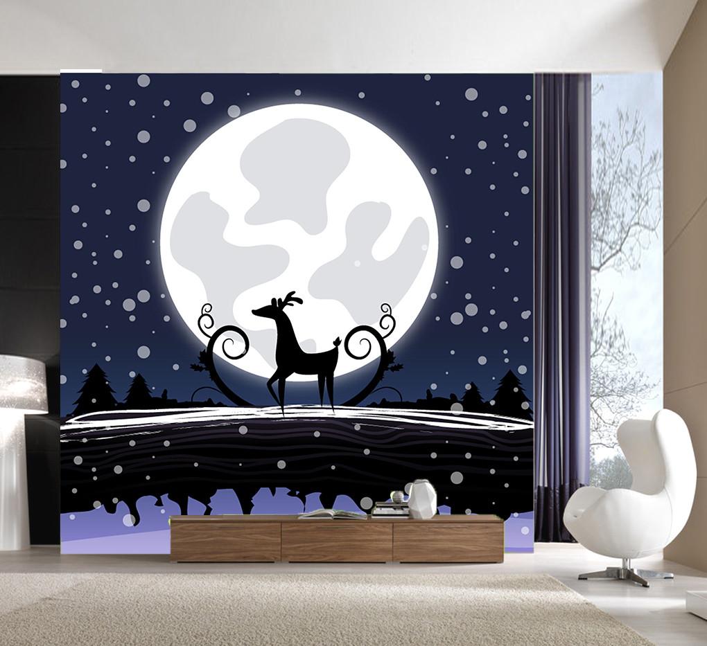 3D Christmas Bright Moon Reindeer 55 Wallpaper AJ Wallpapers 