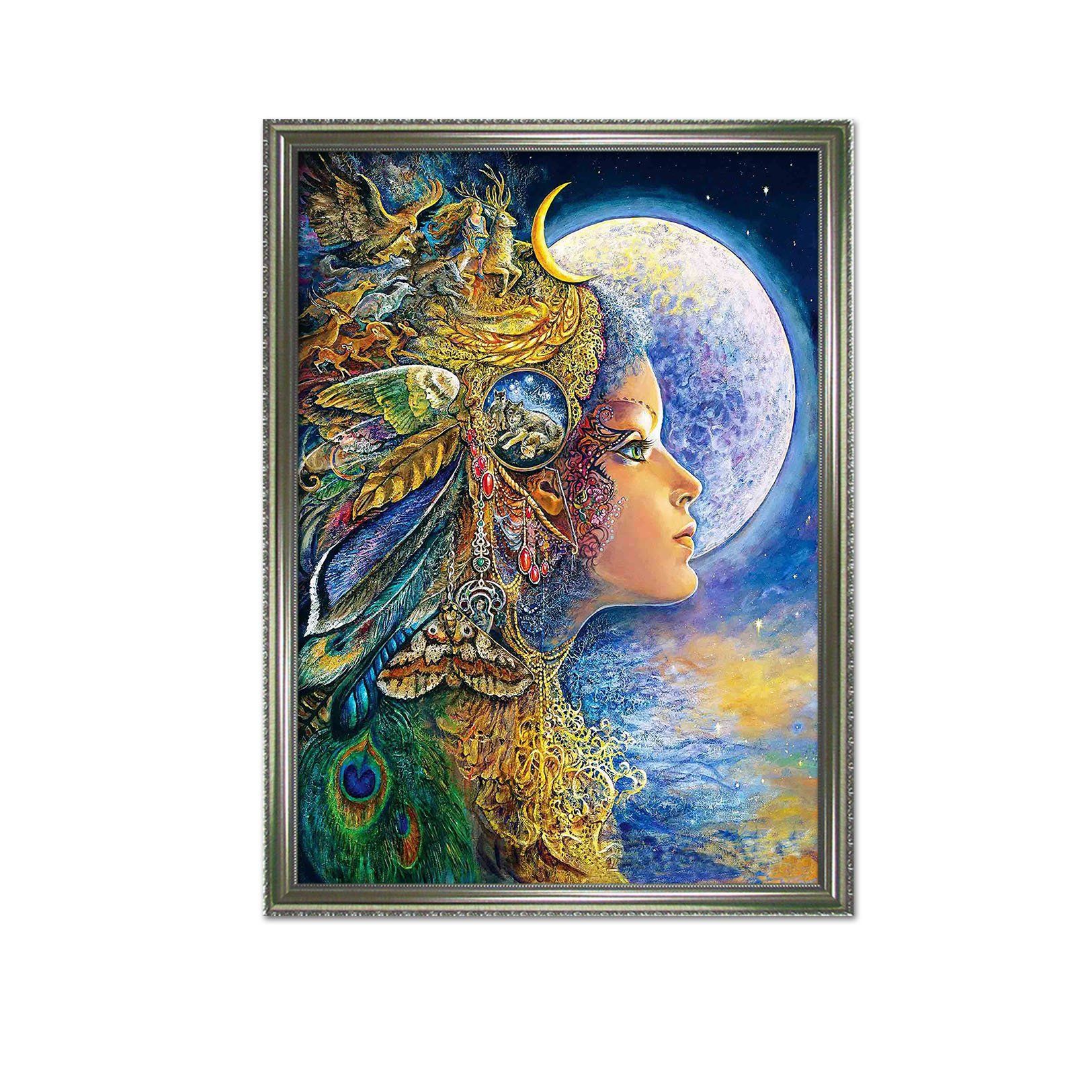 3D Moon Woman 102 Fake Framed Print Painting Wallpaper AJ Creativity Home 