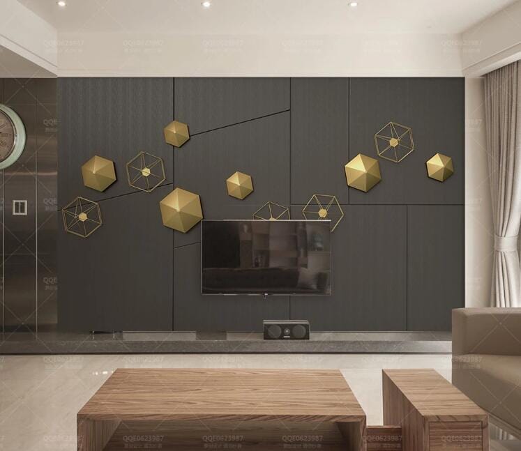 3D Golden Geometry WC236 Wall Murals Wallpaper AJ Wallpaper 2 