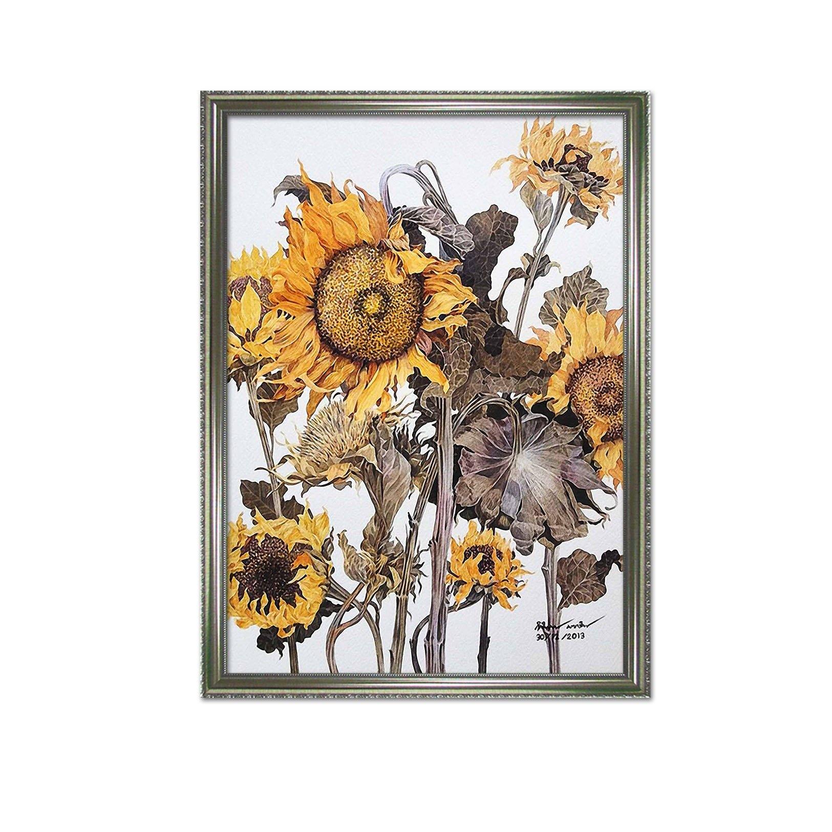 3D Withering Sunflower 091 Fake Framed Print Painting Wallpaper AJ Creativity Home 