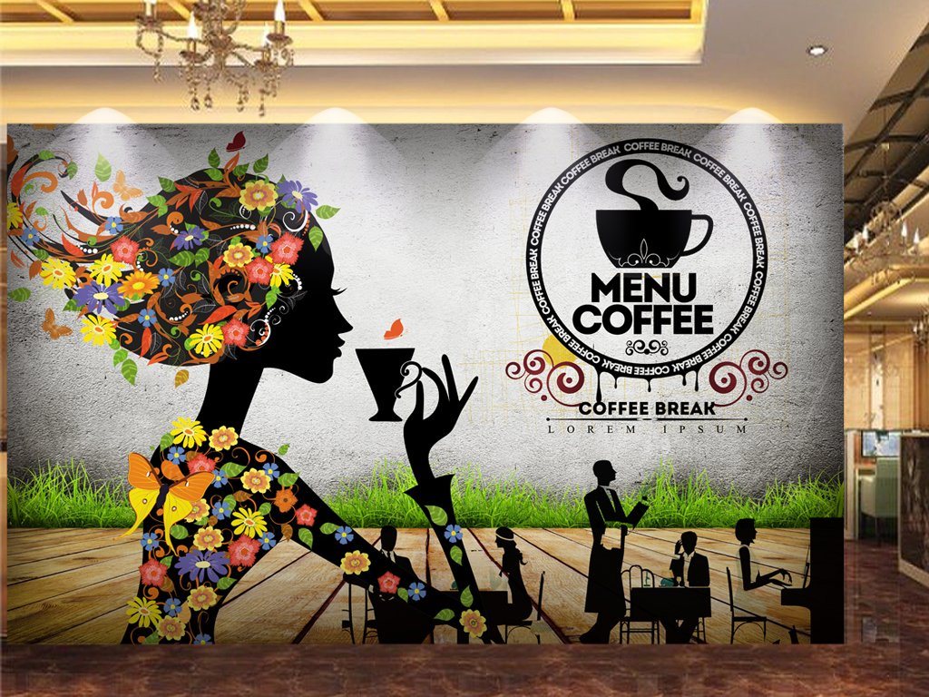 3D Coffee Woman 138 Wall Murals Wallpaper AJ Wallpaper 2 