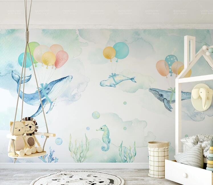 3D Balloon Dolphin WC214 Wall Murals Wallpaper AJ Wallpaper 2 
