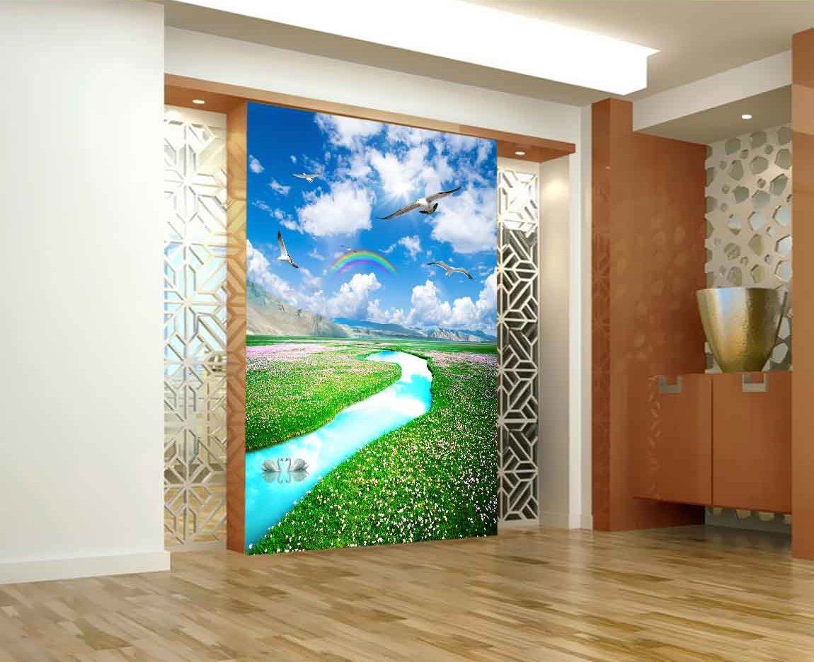 3D Rainbow Flower Field 375 Wallpaper AJ Wallpaper 