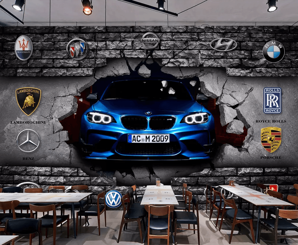 3D Broken Wall Car Sign 273 Wallpaper AJ Wallpaper 2 