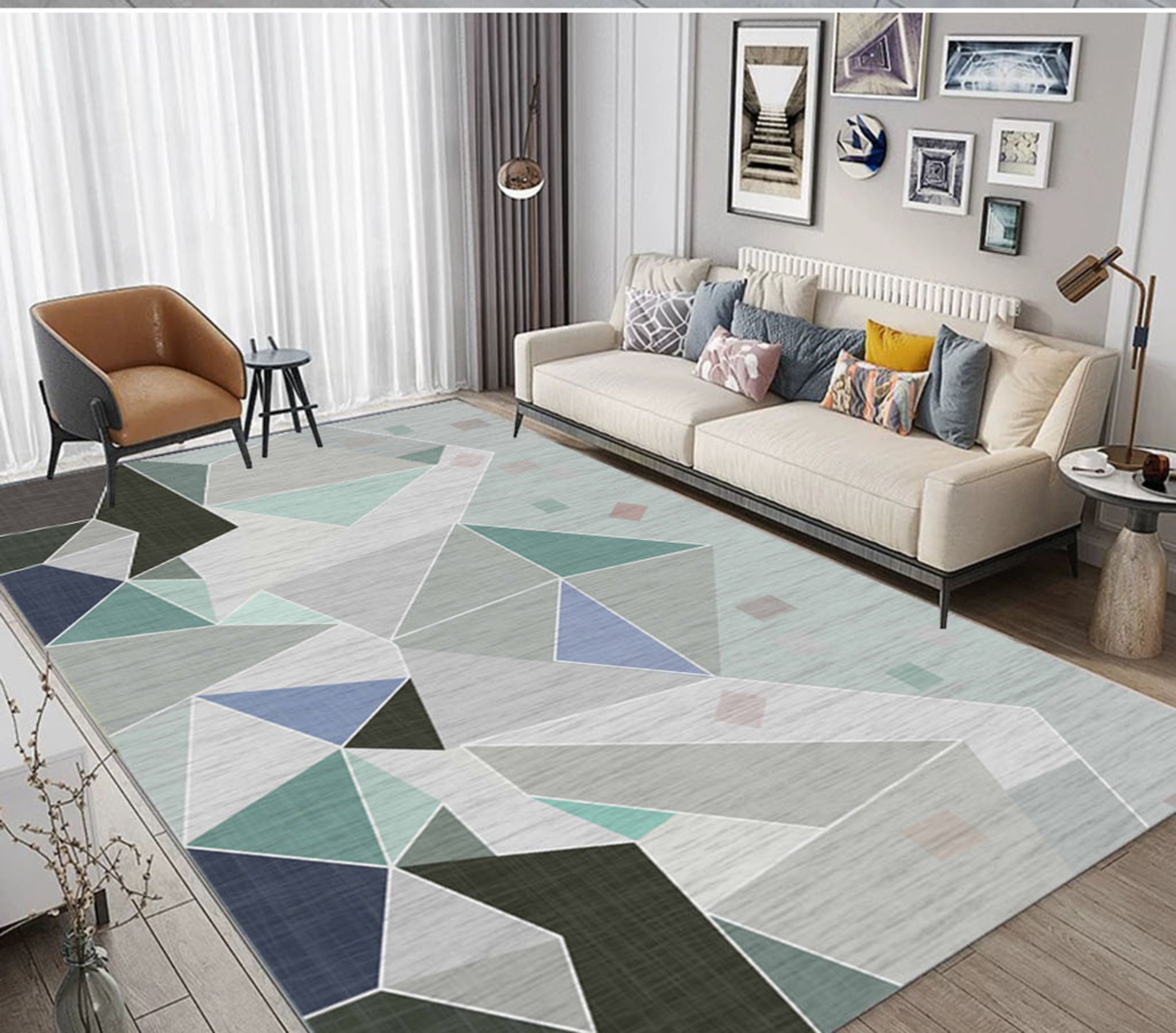 3D Colored Geometric Pattern WG502 Non Slip Rug Mat Mat AJ Creativity Home 