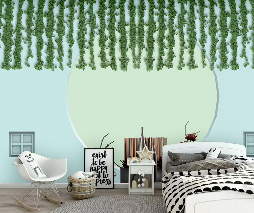 3D Moon Leaves WC049 Wall Murals