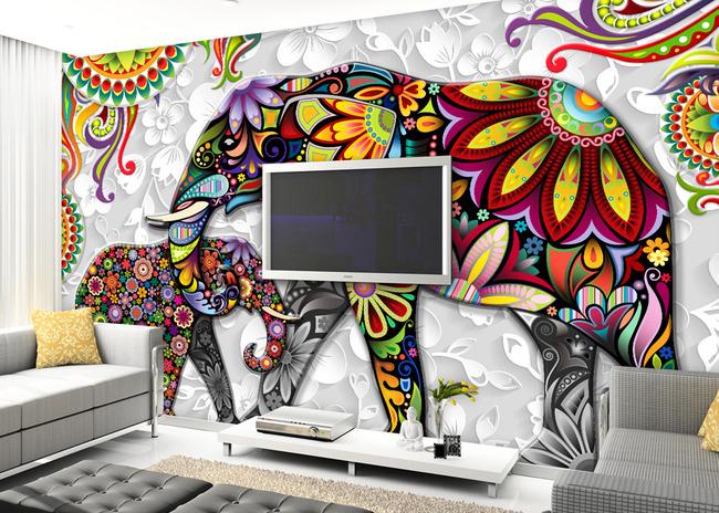 3D Colorful Elephant 45 Wall Murals Wallpaper AJ Wallpaper 2 