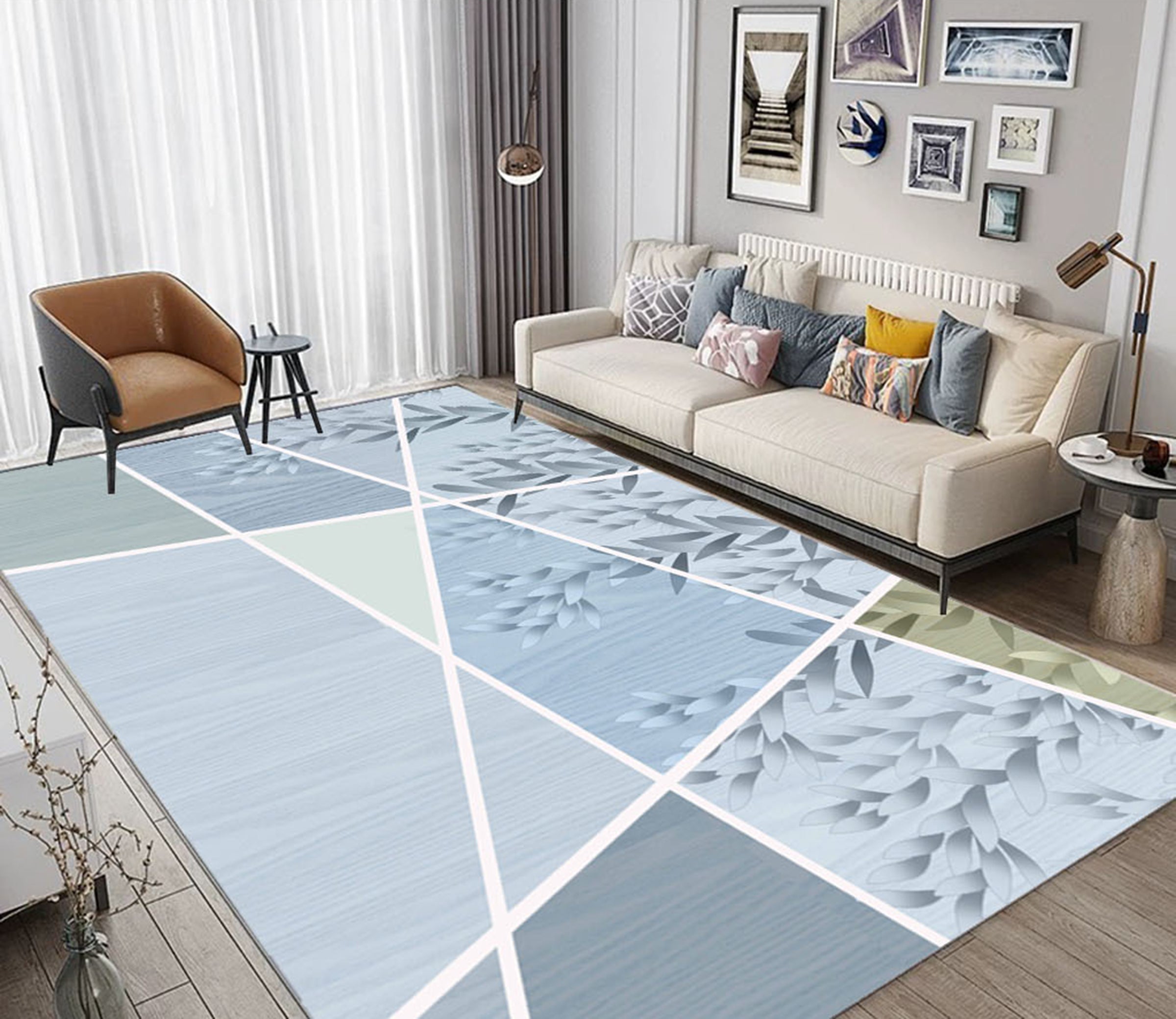 3D Colored Geometric Pattern WG504 Non Slip Rug Mat Mat AJ Creativity Home 