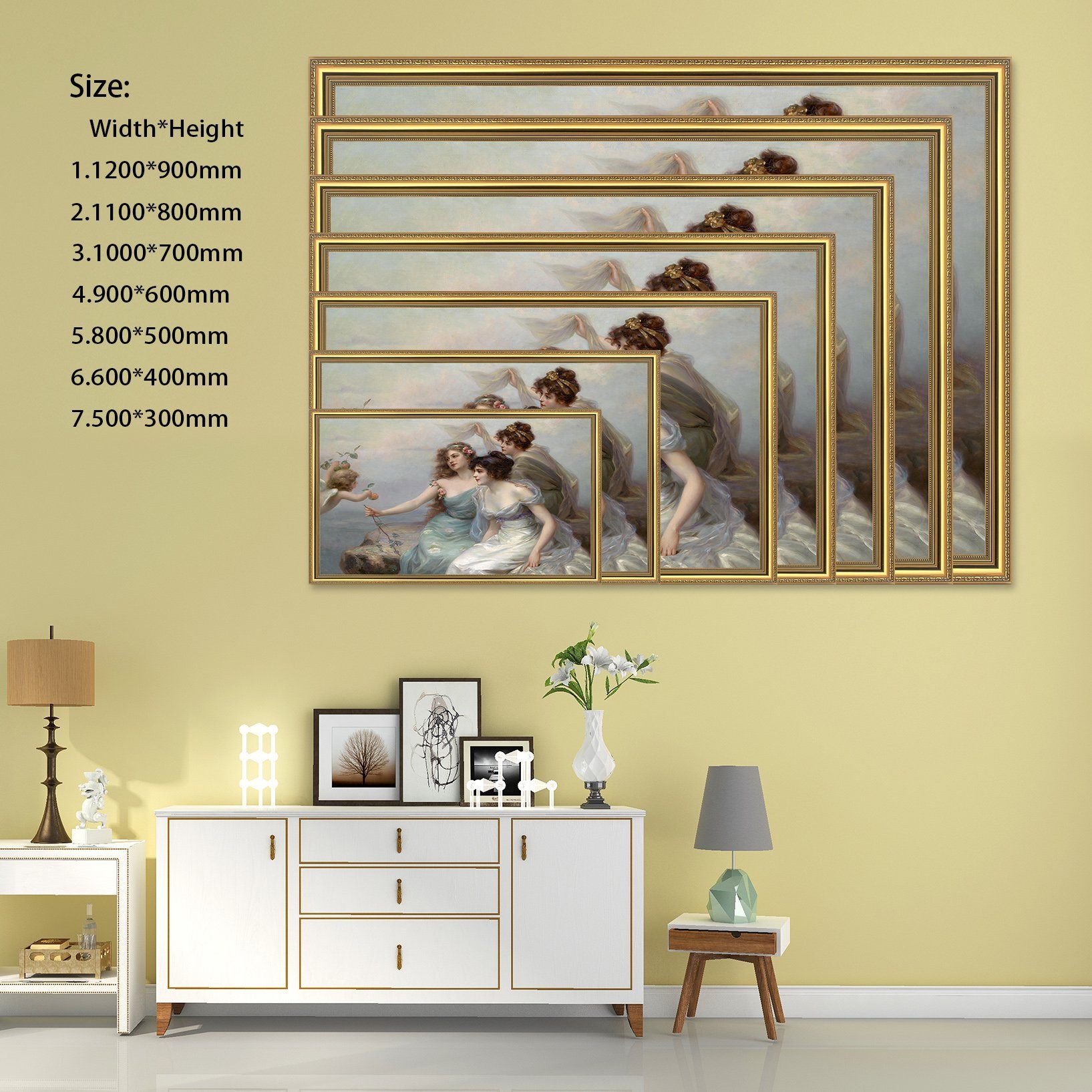 3D Beauties And Angel 1 Fake Framed Print Painting Wallpaper AJ Creativity Home 