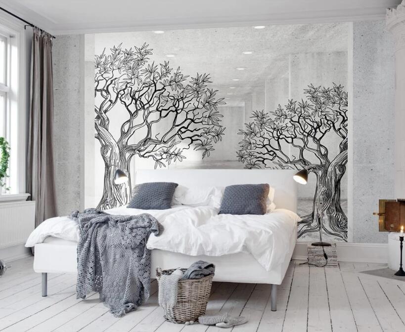 3D Silver Tree 993 Wall Murals Wallpaper AJ Wallpaper 2 