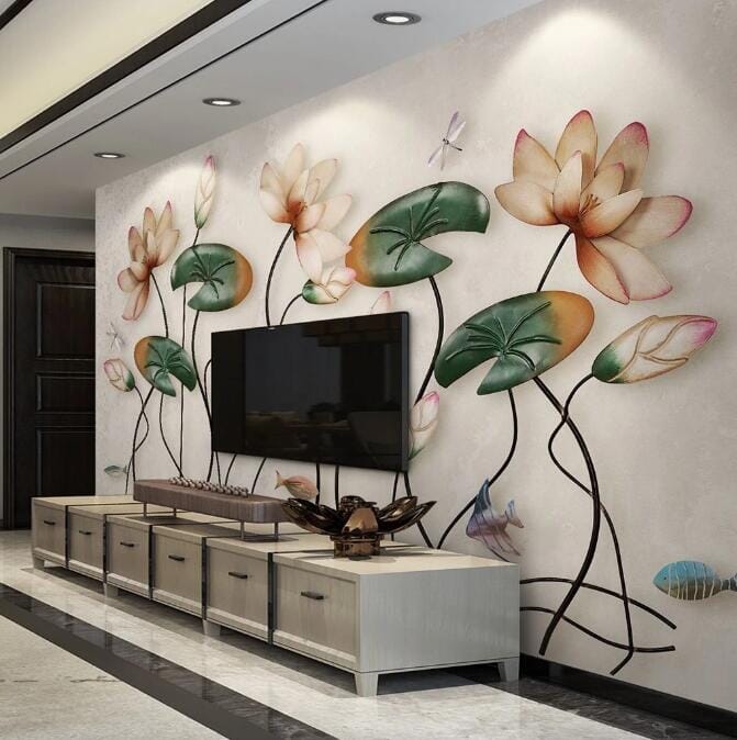 3D Lotus Flower WC093 Wall Murals Wallpaper AJ Wallpaper 2 