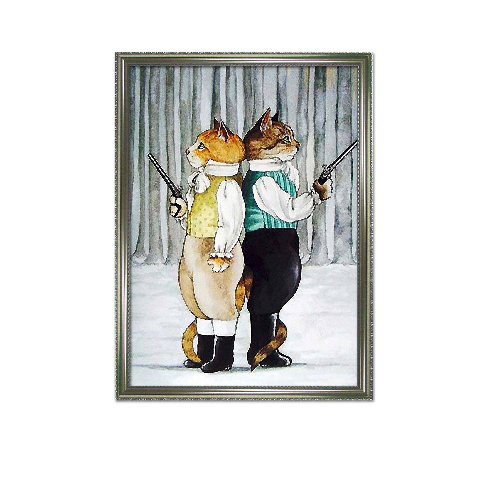 3D Back To Back 087 Fake Framed Print Painting Wallpaper AJ Creativity Home 