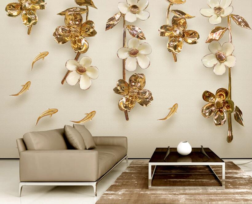 3D Flower Fish 1302 Wall Murals Wallpaper AJ Wallpaper 2 
