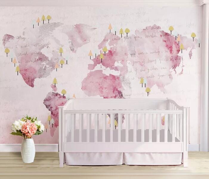 3D Pink Map 1689 Wall Murals Wallpaper AJ Wallpaper 2 