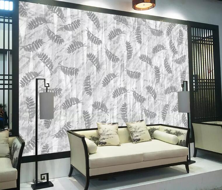 3D Gray Leaves 1291 Wall Murals Wallpaper AJ Wallpaper 2 