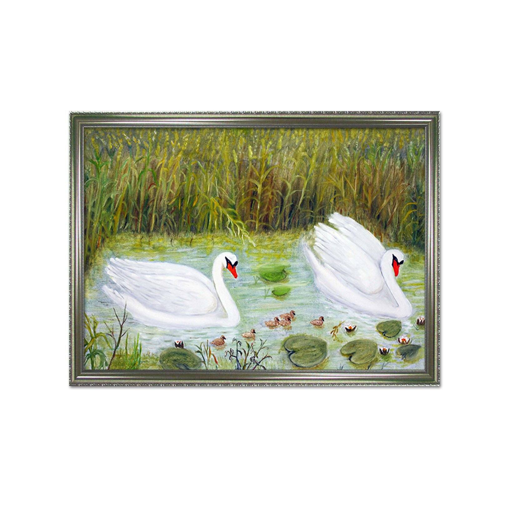 3D White Swan 063 Fake Framed Print Painting Wallpaper AJ Creativity Home 