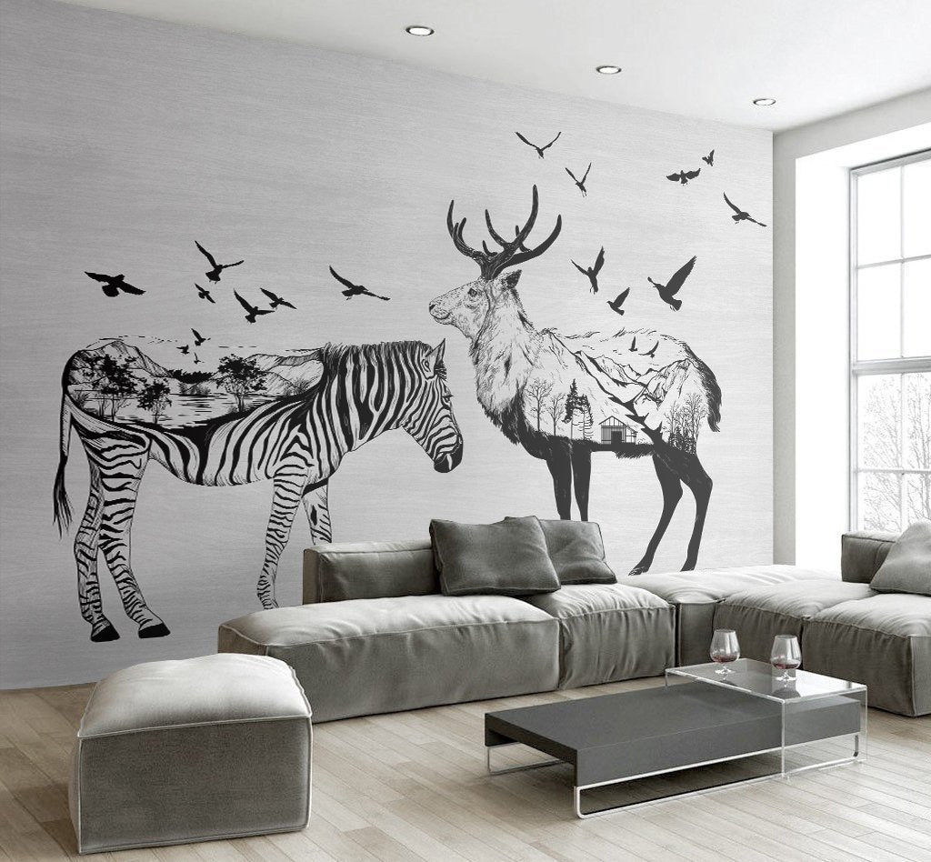 3D Zebra Antelope 357 Wall Murals Wallpaper AJ Wallpaper 2 