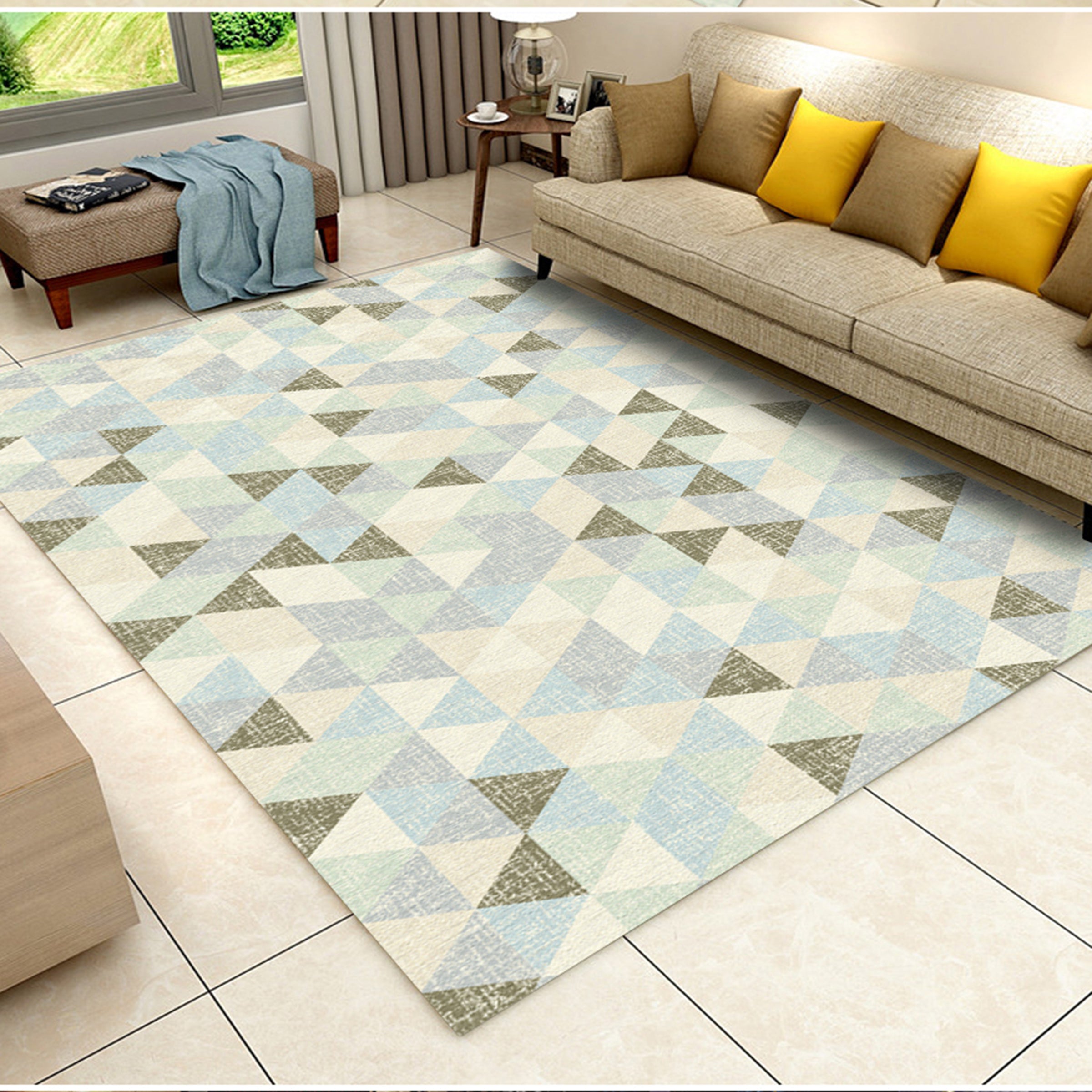 3D Light Green Triangle WG036 Non Slip Rug Mat Mat AJ Creativity Home 