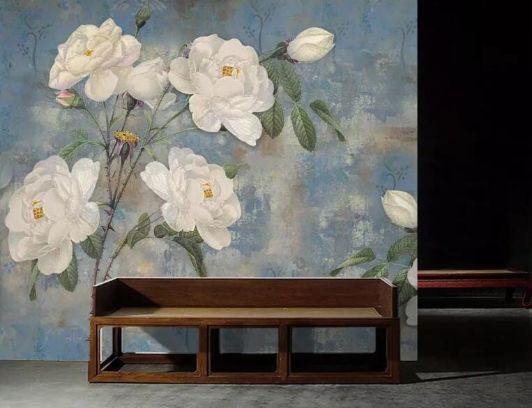 3D White Flowers 1521 Wall Murals Wallpaper AJ Wallpaper 2 