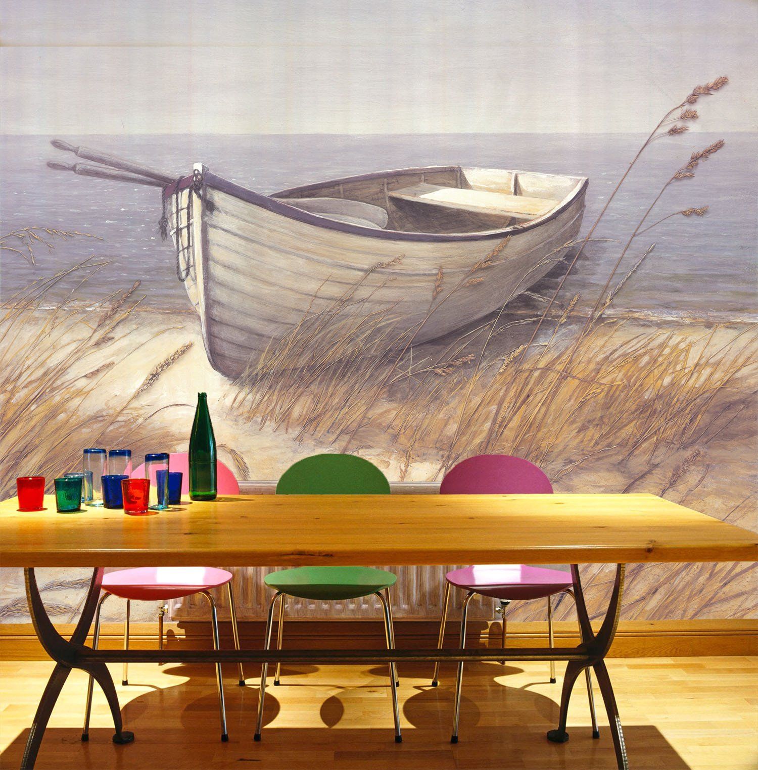 Beach Wooden Boat Wallpaper AJ Wallpaper 