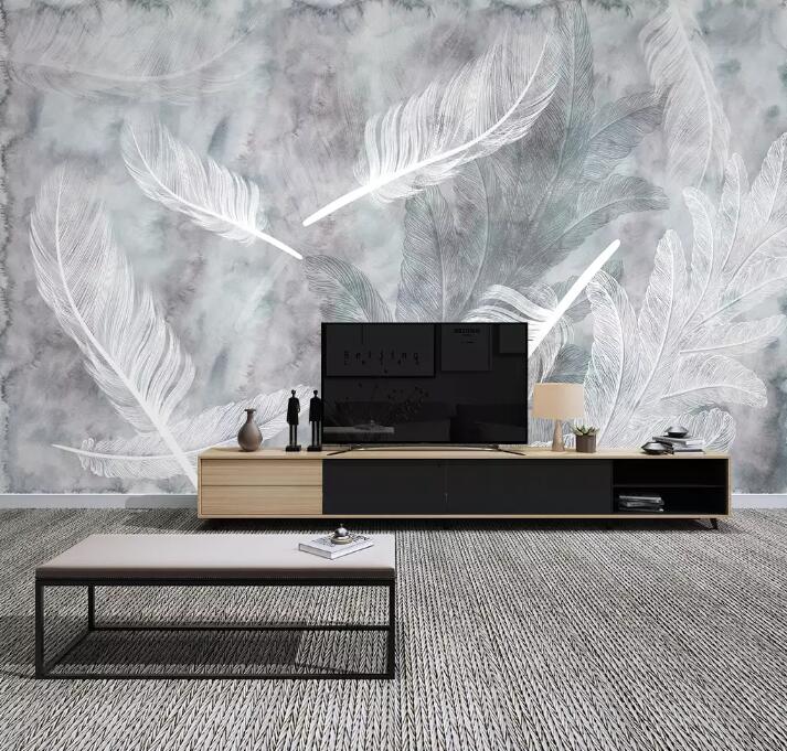 3D White Feather 424 Wall Murals Wallpaper AJ Wallpaper 2 